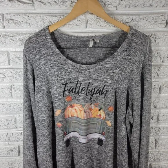 Cato Est 1946 Women's Top 18W/20W Plus Size Gray Pumpkin Glitter NOV78E - Picture 3 of 9